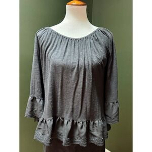 Sanctuary Ruffle Hem 3/4 Sleeve Blouse